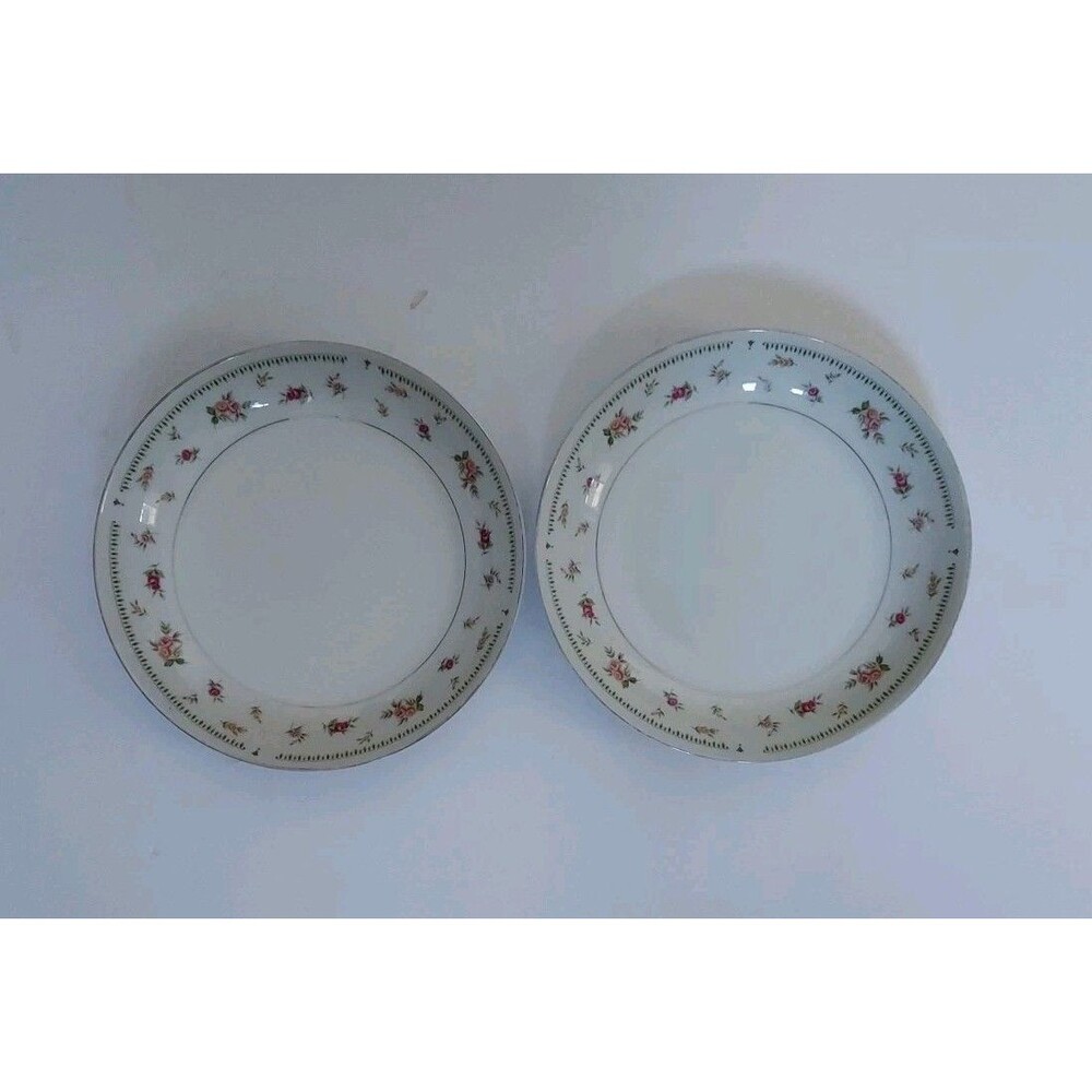 Vintage Abingdon Fine Porcelain China Japan 8” Bowls Set Of 2 Pink Floral